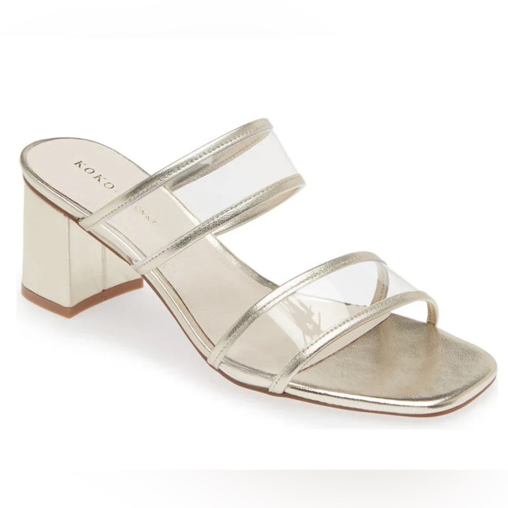 NWOB Koko + Palenki Ghost Slide Sandal Gold/Clear Size 6